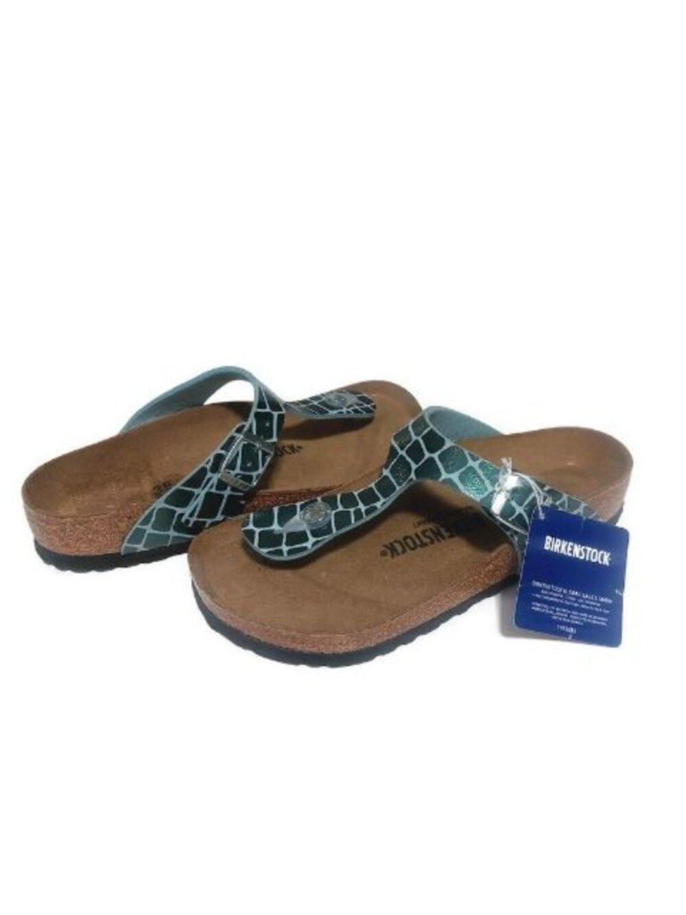 Birkenstock Gizeh Womens 7 Thong Sandals Gator Gleam Ocean Breeze EU 38 Regular - Picture 9 of 9